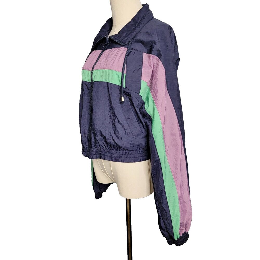 Urban Outfitters UO Womens Jacket Large Colorblock Retro Windbreaker Full Zip - Picture 3 of 16
